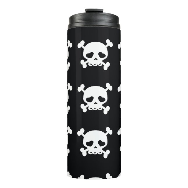 Skull Crossbones: Black-White Pattern. Thermal Tumbler (Front)