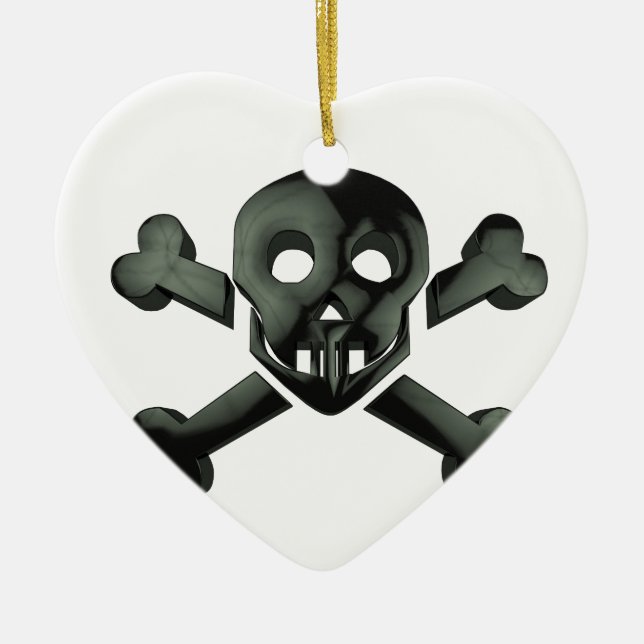 skull crossbones ceramic tree decoration (Front)