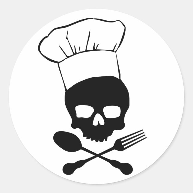 Skull & Crossbones Chef Classic Round Sticker (Front)