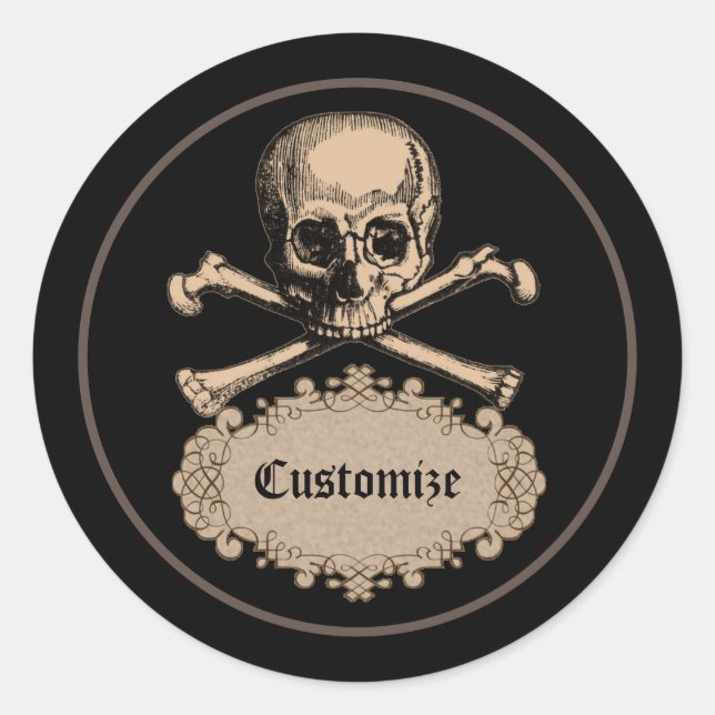 Skull & Crossbones Classic Round Sticker (Front)