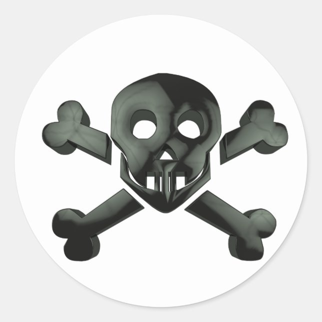 skull crossbones classic round sticker (Front)