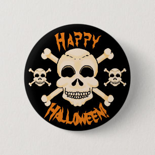 Skull & Crossbones Halloween Button