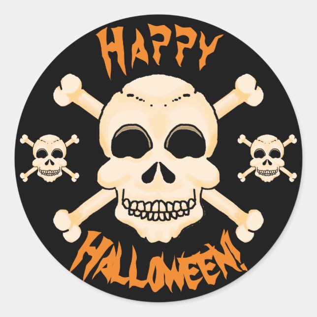 Skull & Crossbones Halloween Stickers (Front)