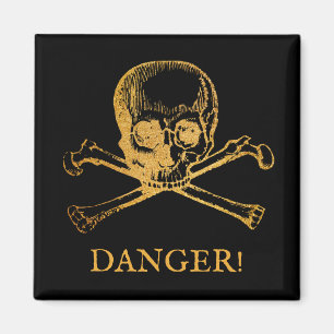Skull & Crossbones Magnet Custom Text Black