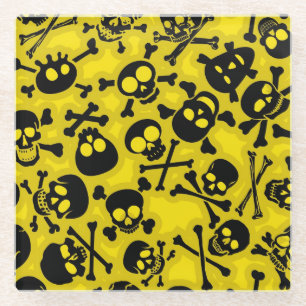 Skull & Crossbones Pattern Glass Coaster