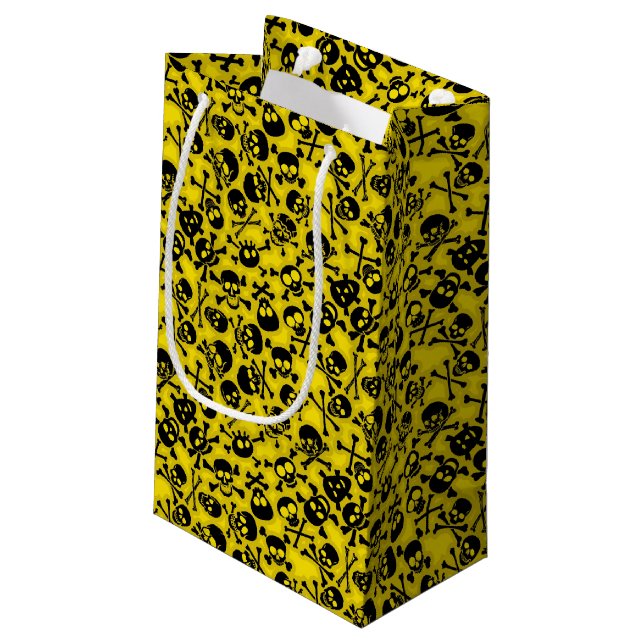 Skull & Crossbones Pattern Small Gift Bag (Back Angled)