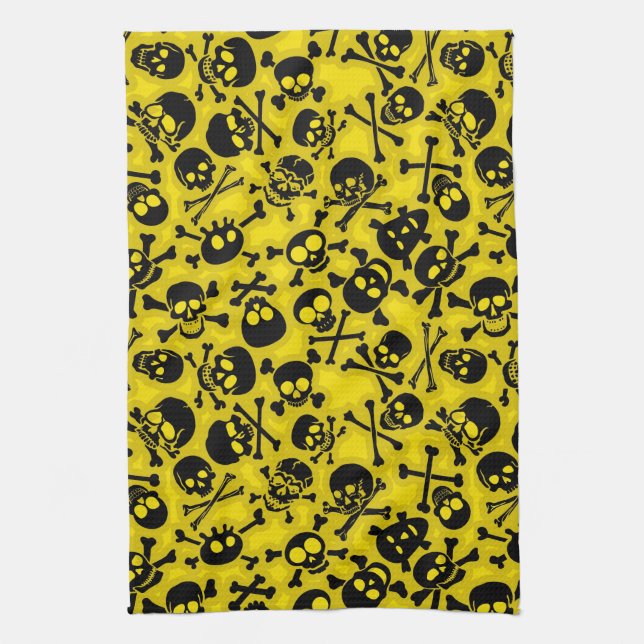 Skull & Crossbones Pattern Tea Towel (Vertical)