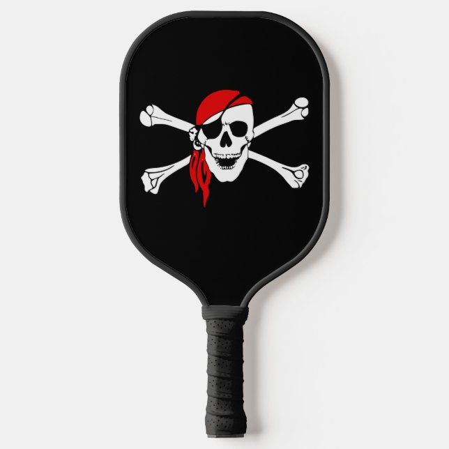 SKULL CROSSBONES PIRATE PICKLEBALL PADDLE (Front)