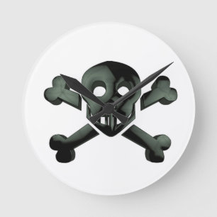 skull crossbones round clock