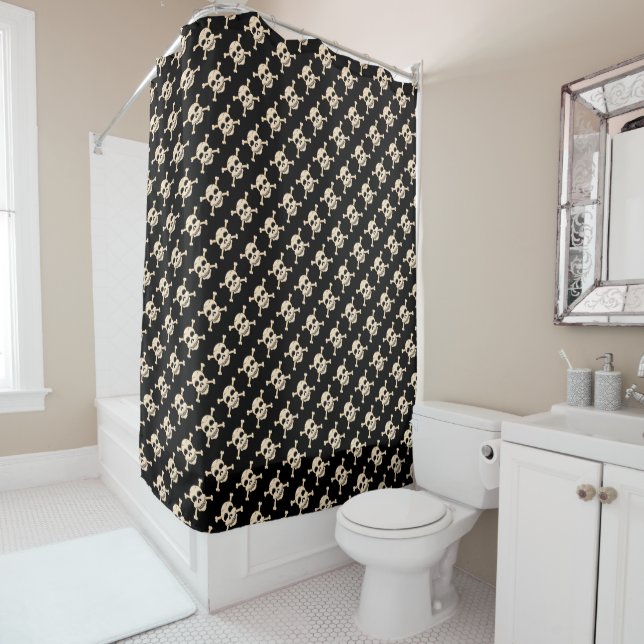 Skull & Crossbones Shower Curtain (In Situ)