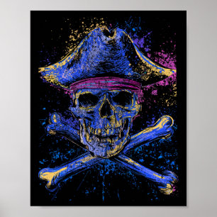 Skull Crossbones Skeleton Jolly Roger Flag Hallowe Poster
