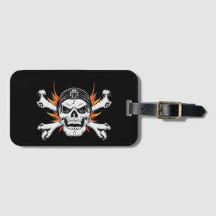 Skull Crossbones with Flaming Wings Luggage Tag