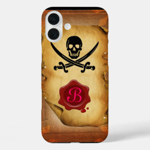 SKULL CROSSED SWORDS  MONOGRAM wax seal parchment iPhone 16 Plus Case
