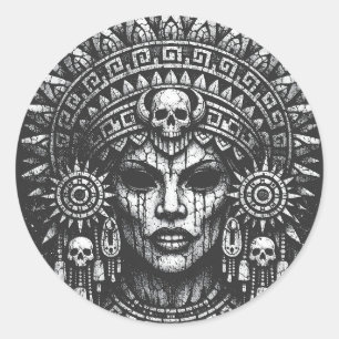 Skull‑Crowned Priestess — by BurnsInHell Classic Round Sticker