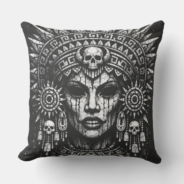 Skull‑Crowned Priestess — by BurnsInHell Cushion (Front)