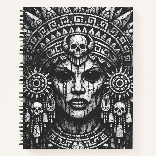 Skull‑Crowned Priestess — by BurnsInHell Notebook (Front)