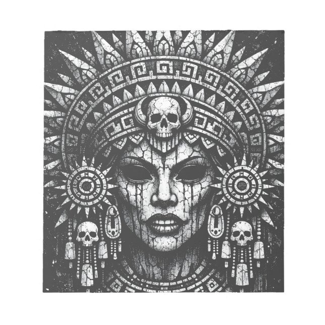 Skull‑Crowned Priestess — by BurnsInHell Notepad (Front)