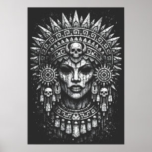 Skull‑Crowned Priestess — by BurnsInHell Poster