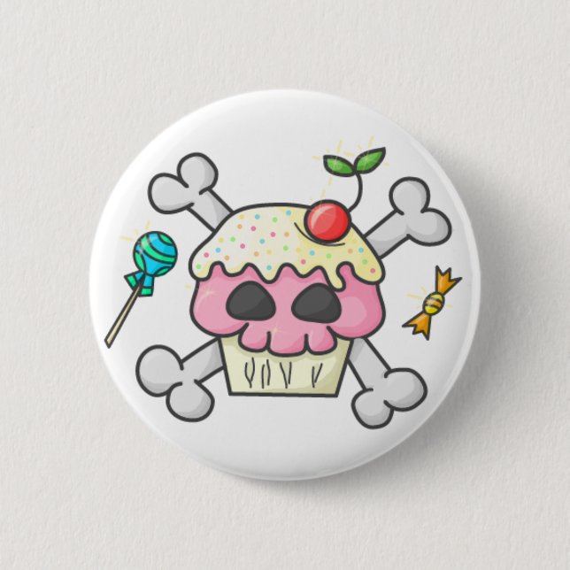 Skull Cupcake Button (Front)