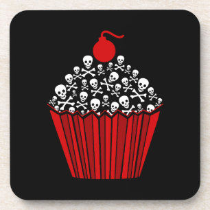 Skull Cupcake Cork Coaster Set