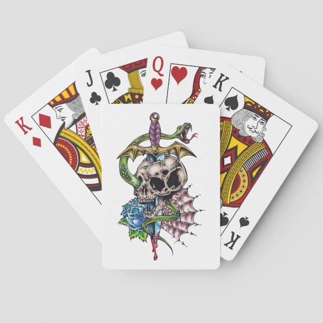 Skull & Dagger Tattoo Playing Cards (Back)