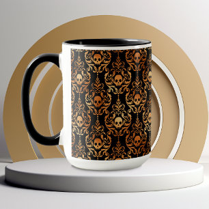 Skull Damask Halloween Mug