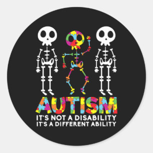Skull Dance Autism Awareness Tee Mum Dad Kids Auti Classic Round Sticker