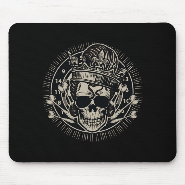 Skull Darts King Arrow Dartboard Dart Player Mouse Pad (Front)