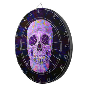Skull Day Of The Dead Purple Blue Neon Gothic Dartboard