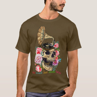 Skull Dead Inside But Music Helps Funny Skeleton M T-Shirt