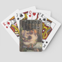 Skull Deck of Cards Coffee Kick In Before Reality