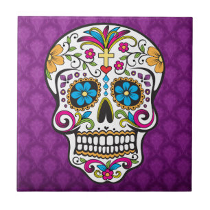 skull decorated tile