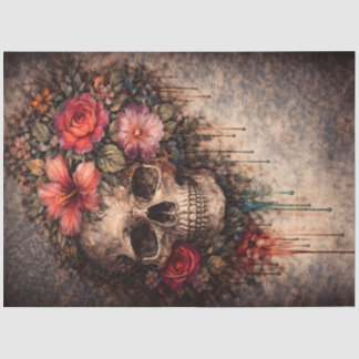 Skull Decoupage Paper | Gothic Floral Furniture 