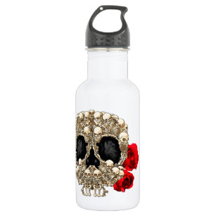 Skull Design - Pyramid of Skulls and Roses 532 Ml Water Bottle