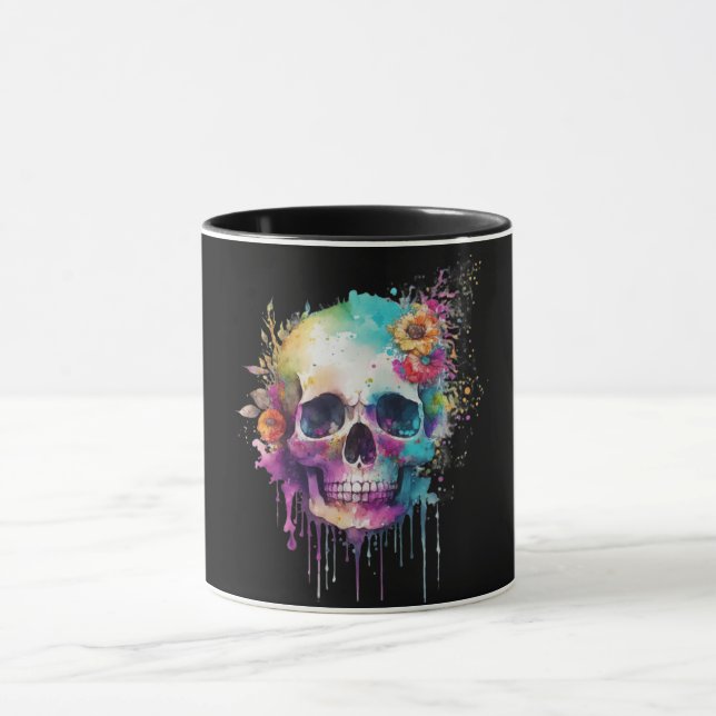 Skull design with colourful splatters mug (Center)