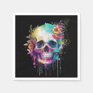 Skull design with colourful splatters napkin