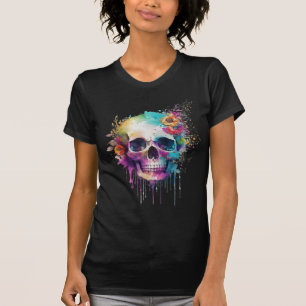 Skull design with colourful splatters T-Shirt