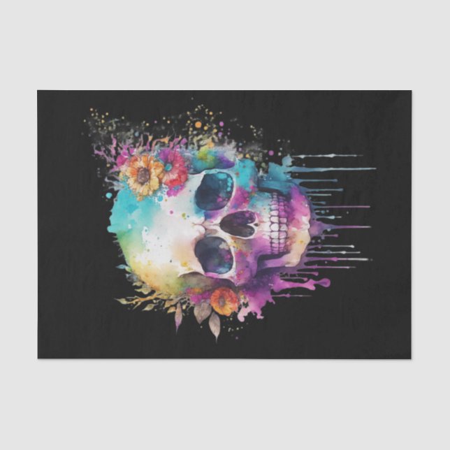Skull design with colourful splatters tissue paper (Front)