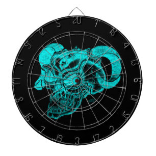 Skull Devil Head Black and Green Design Dartboard