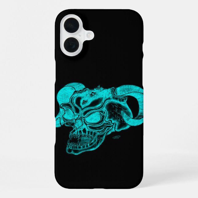 Skull Devil head Black and Green Design iPhone Case (Back)