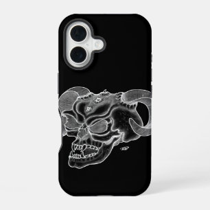 Skull Devil head Black and white Design iPhone 16 Case