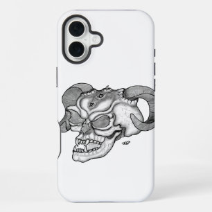 Skull Devil head Black and white Design iPhone 16 Plus Case