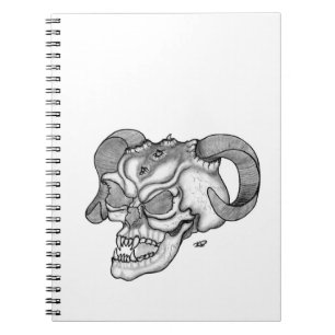 Skull Devil head Black and white Design Spiral Notebook
