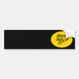 Skull Devil Head Black and Yellow Design Bumper Sticker