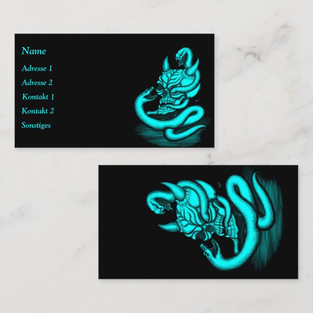 Skull - Devil Head with Snake Business Card (Front/Back)