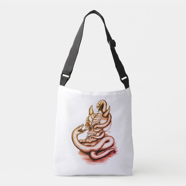 Skull - Devil Head with Snake Crossbody Bag (Front)