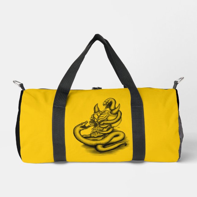 Skull - Devil Head with Snake Duffle Bag (Front)