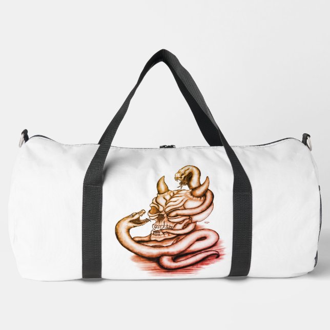 Skull - Devil Head with Snake Duffle Bag (Front)