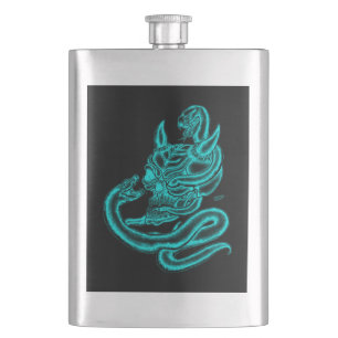 Skull - Devil Head with Snake Hip Flask
