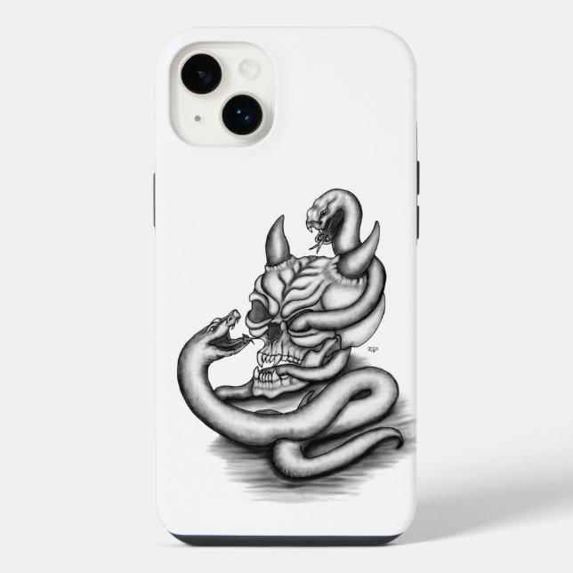Skull - Devil Head with Snake iPhone Case (Back)